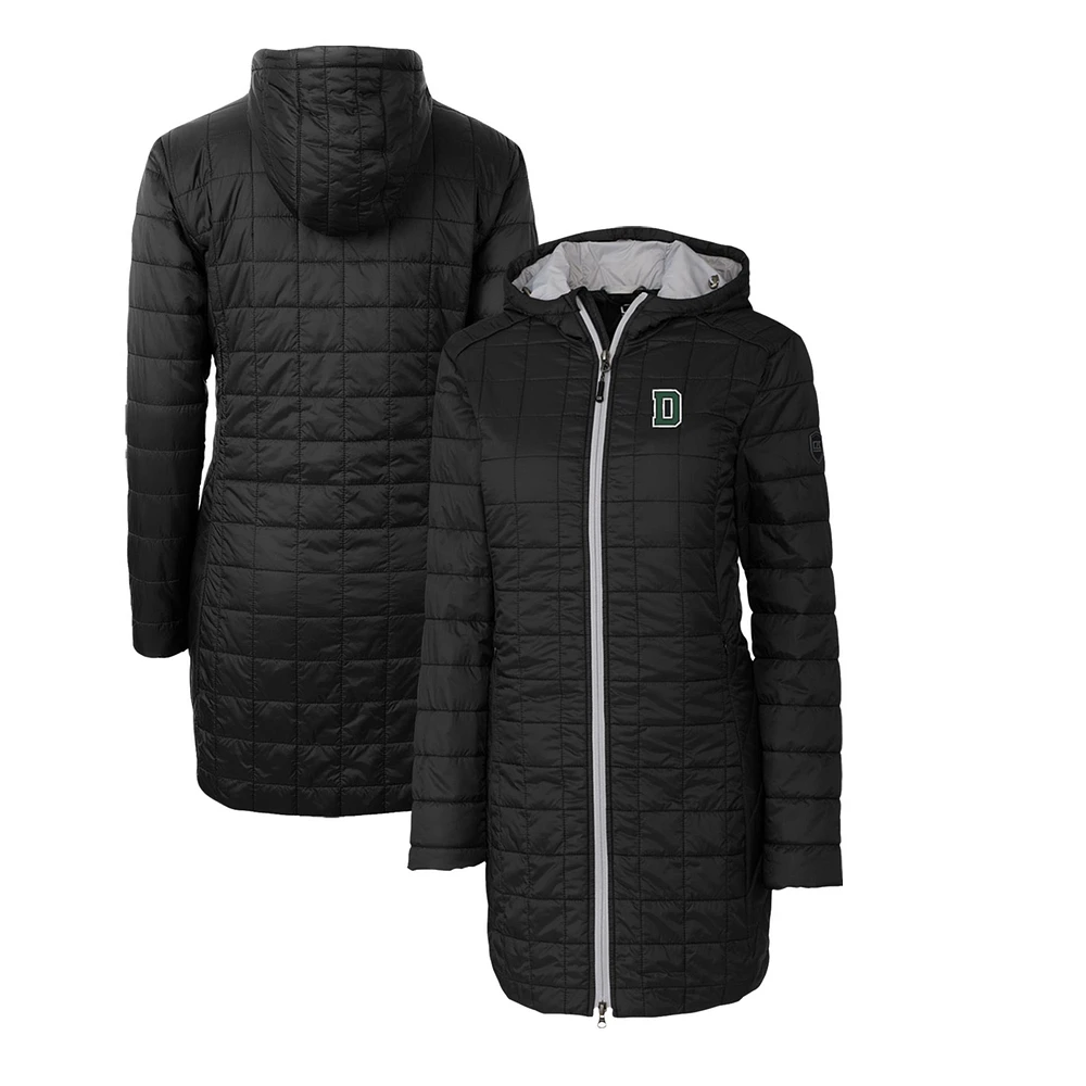 Women's Cutter & Buck Black Dartmouth Big Green Rainier Primaloft Eco Hooded Long Coat