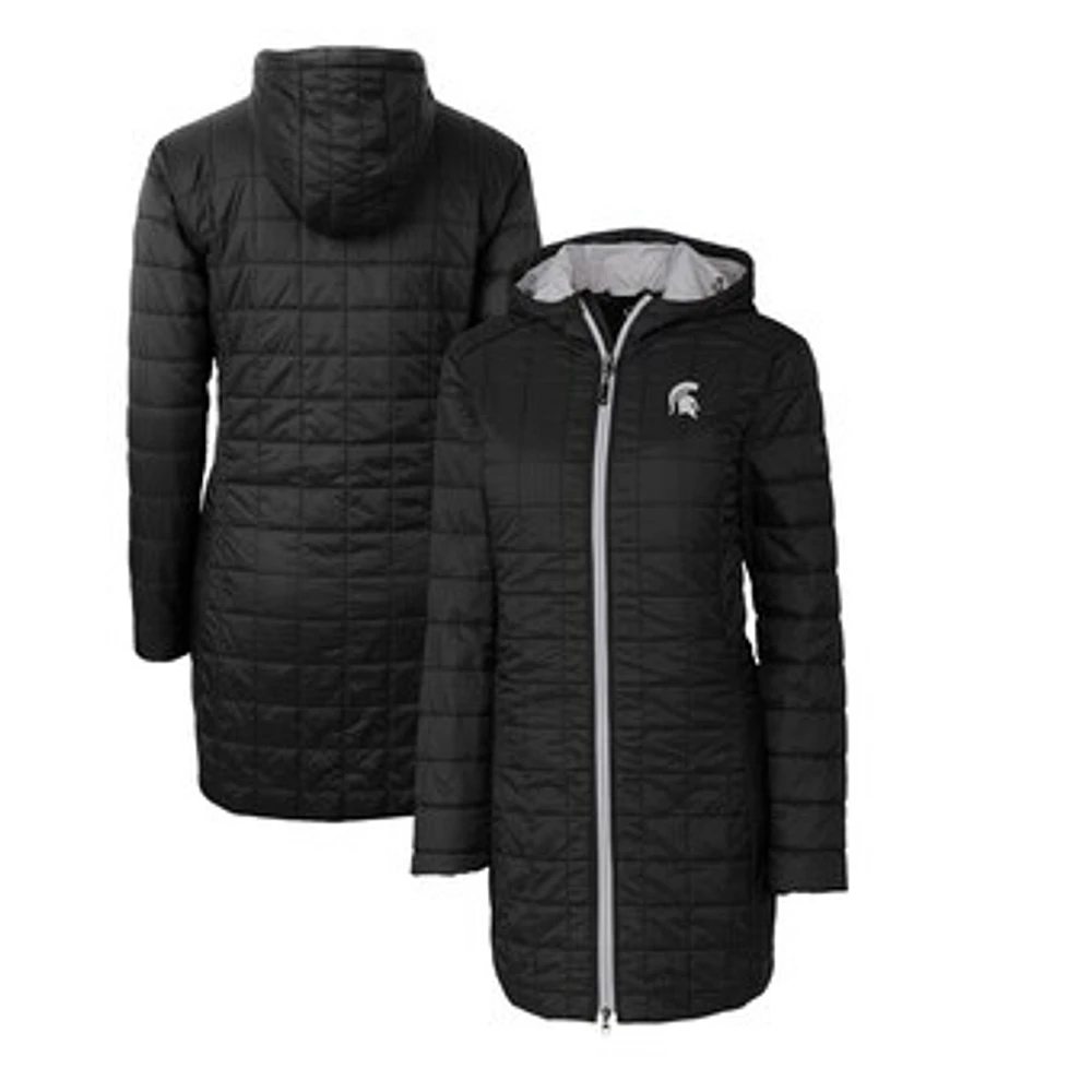 Women's Cutter & Buck Black Michigan State Spartans Rainier Primaloft Eco Hooded Long Coat