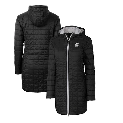 Women's Cutter & Buck Black Michigan State Spartans Rainier Primaloft Eco Hooded Long Coat