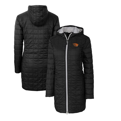 Women's Cutter & Buck Black Oregon State Beavers Rainier Primaloft Eco Hooded Long Coat