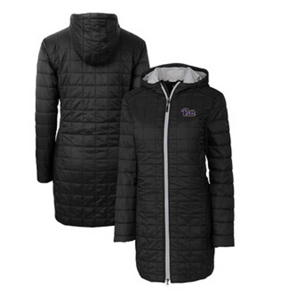 Women's Cutter & Buck Black Pitt Panthers Rainier Primaloft Eco Hooded Long Coat