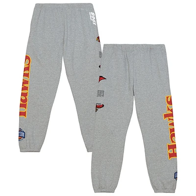 Men's Mitchell & Ness Heather Gray Atlanta Hawks Team Origins Fleece Sweatpants
