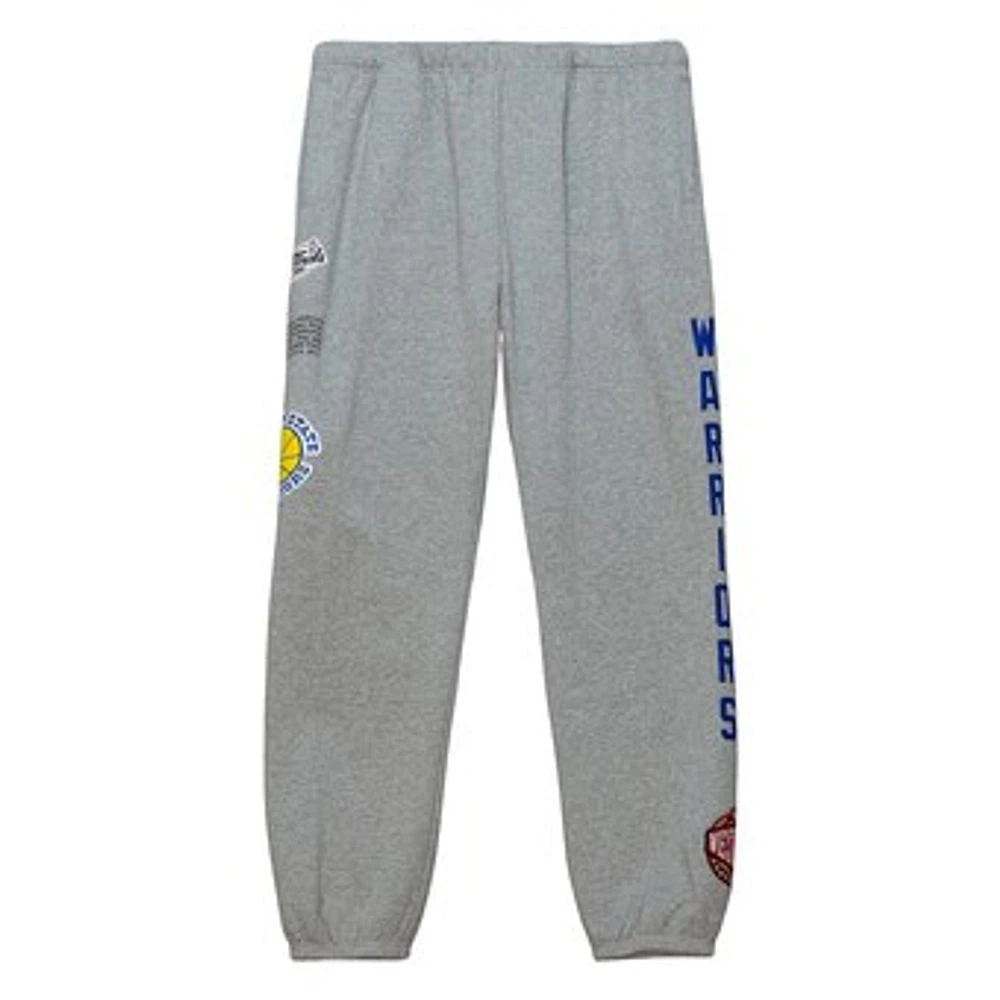 Men's Mitchell & Ness Heather Gray Golden State Warriors Team Origins Fleece Sweatpants