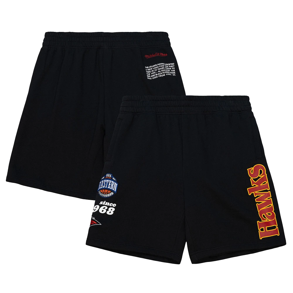 Men's Mitchell & Ness Black Atlanta Hawks Team Origins Fleece Shorts