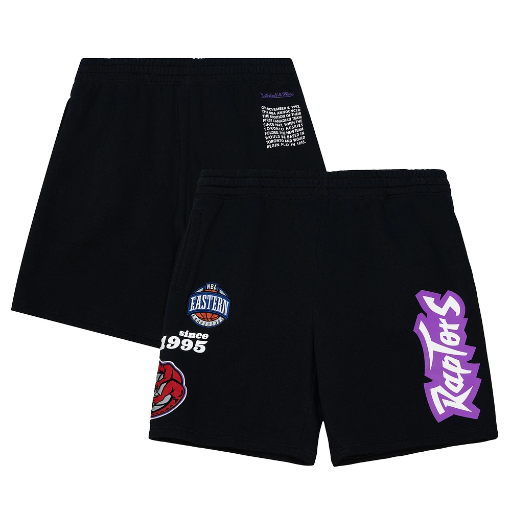 Men's Mitchell & Ness Black Toronto Raptors Team Origins Fleece Shorts