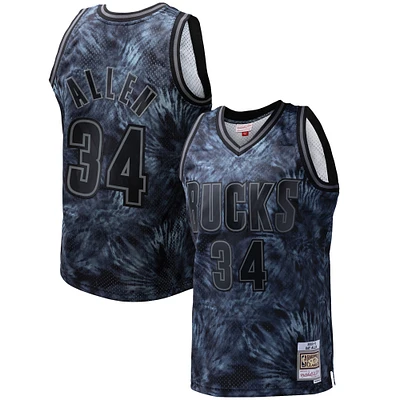 Men's Mitchell & Ness Ray Allen Black Milwaukee Bucks Hardwood Classics 1996/97 Tie-Dye Swingman Jersey