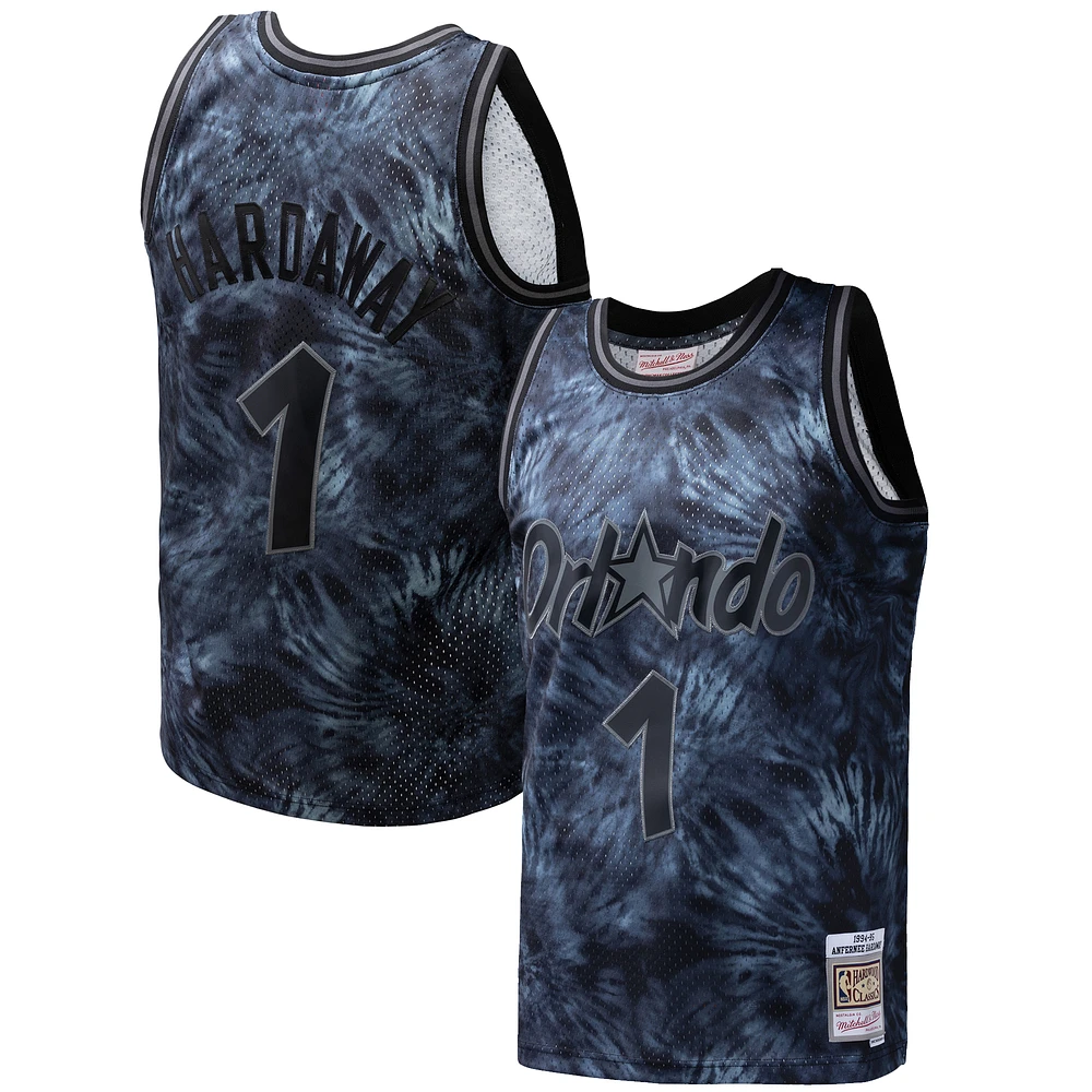 Men's Mitchell & Ness Penny Hardaway Black Orlando Magic Hardwood Classics 1984/85 Tie-Dye Swingman Jersey