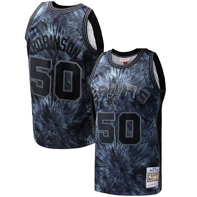 Men's Mitchell & Ness David Robinson Black San Antonio Spurs Hardwood Classics 1998/99 Tie-Dye Swingman Jersey