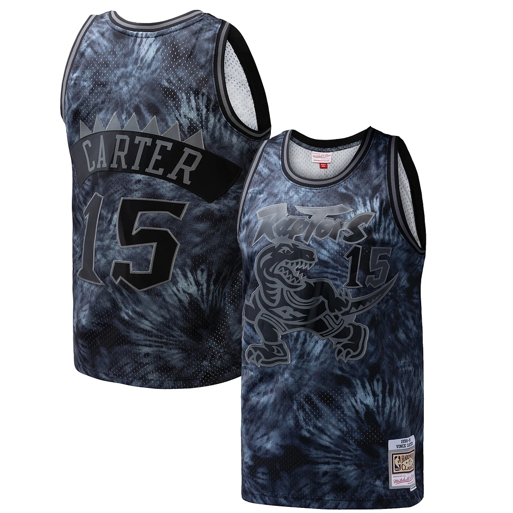 Men's Mitchell & Ness Vince Carter Black Toronto Raptors Hardwood Classics 1998/99 Tie-Dye Swingman Jersey