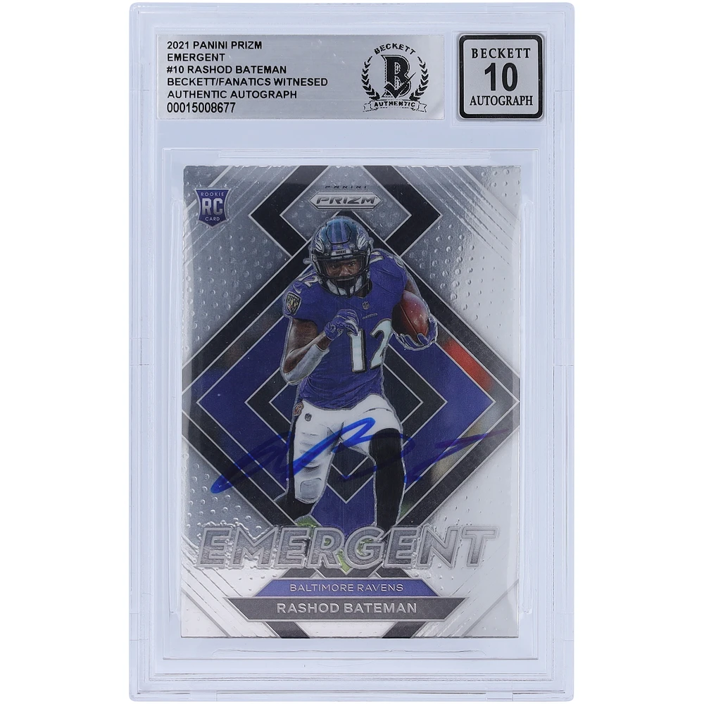 Panini America Rashod Bateman Baltimore Ravens Autographed 2021 Panini Prizm Emergent #E-10 Beckett Fanatics Witnessed Authenticated 10 Rookie Card