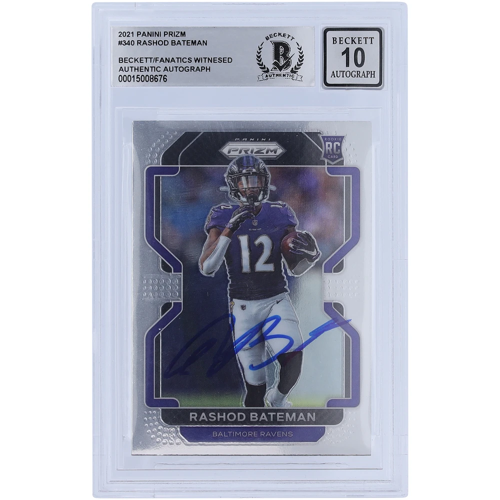 Panini America Rashod Bateman Baltimore Ravens Autographed 2021 Panini Prizm #340 Beckett Fanatics Witnessed Authenticated 10 Rookie Card