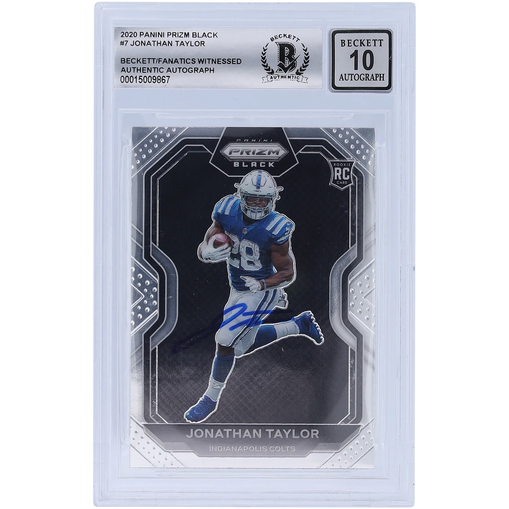 Panini America Jonathan Taylor Indianapolis Colts Autographed 2020 Panini Chronicles Prizm Black #PB-7 Beckett Fanatics Witnessed Authenticated 10 Rookie Card