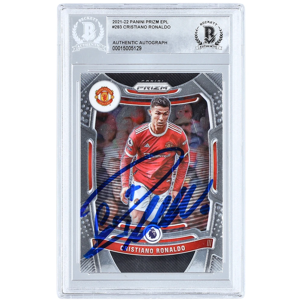 Cristiano Ronaldo Manchester United Autographed 2021-22 Panini Prizm EPL #283 BAS Authenticated Card