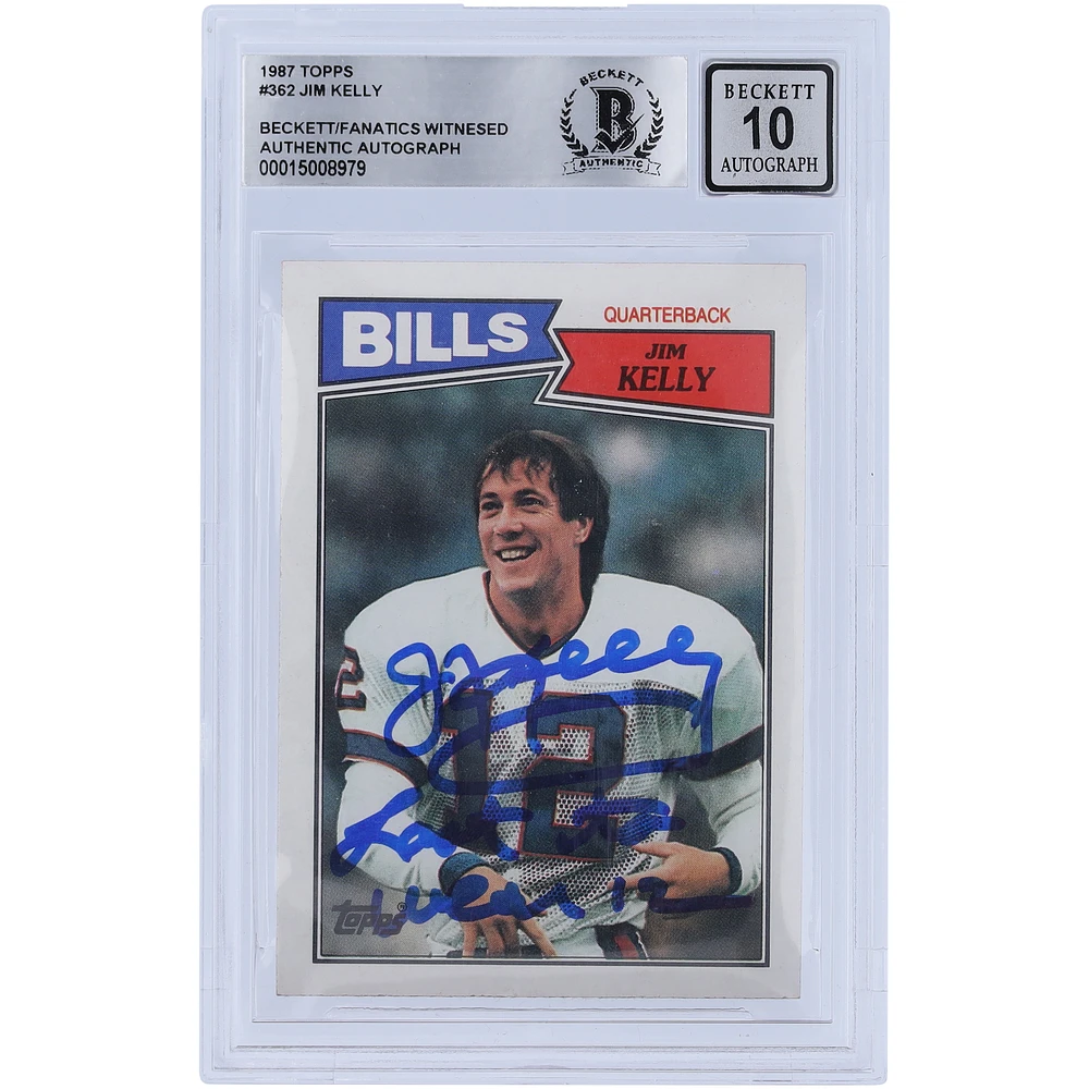Jim Kelly Buffalo Bills Autographed 1987 Topps #362 Beckett Fanatics Witnessed Authenticated 10 Rookie Card with "Last To Wear 12" Inscription