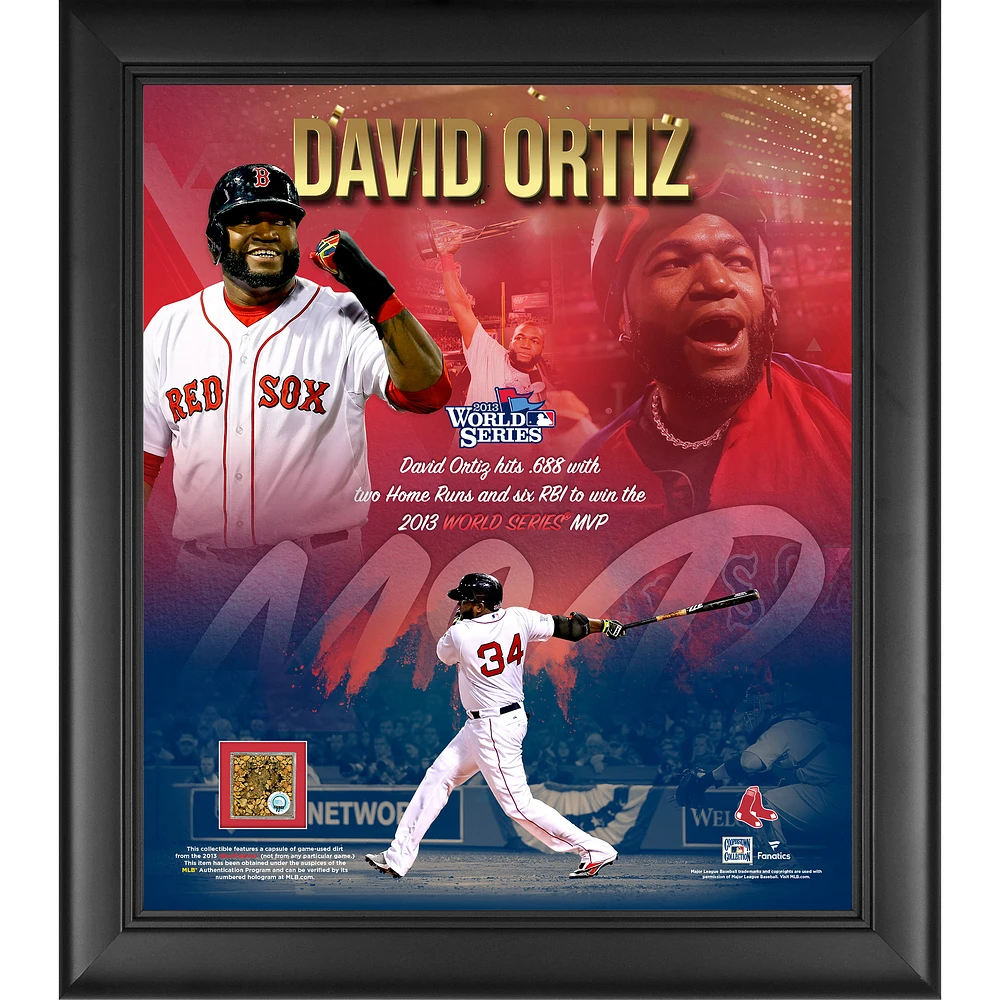 David Ortiz Boston Red Sox Framed Unsigned 15" x 17" 2013 World Series MVP Collage with Game-Used Dirt
