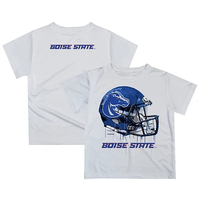 Youth White Boise State Broncos Dripping Helmet T-Shirt