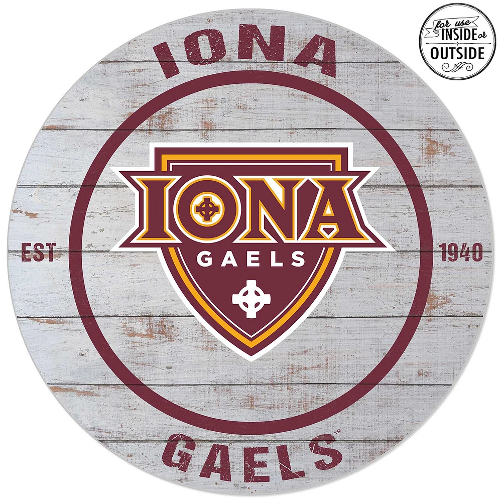 Iona University Gaels 20'' x 20'' Indoor/Outdoor Weathered Circle Sign