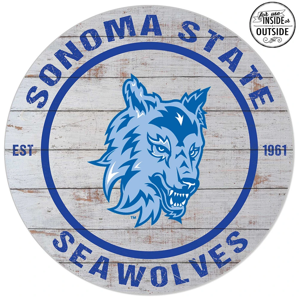 Sonoma State Seawolves 20'' x 20'' Indoor/Outdoor Weathered Circle Sign