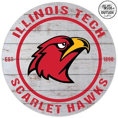 Illinois Tech Scarlet Hawks 20'' x 20'' Indoor/Outdoor Weathered Circle Sign