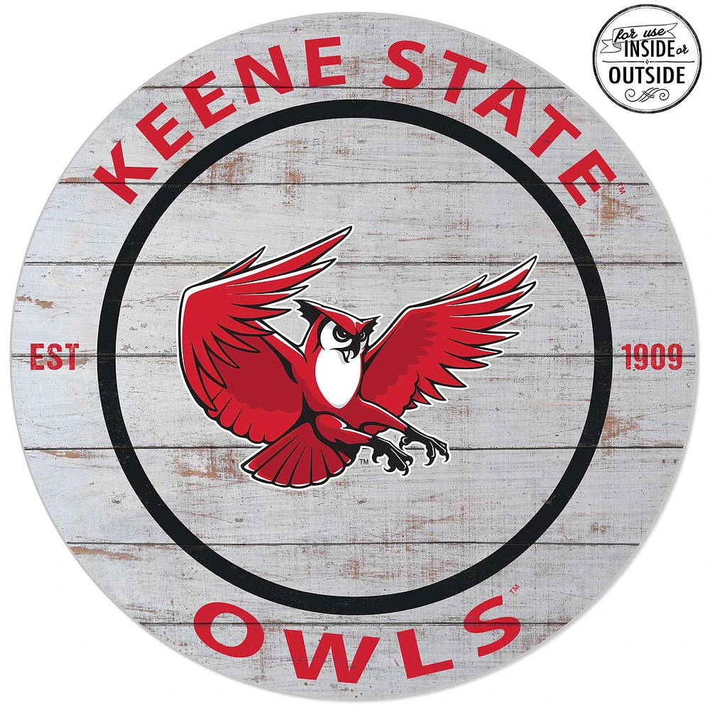 Keene State Owls 20'' x 20'' Indoor/Outdoor Weathered Circle Sign
