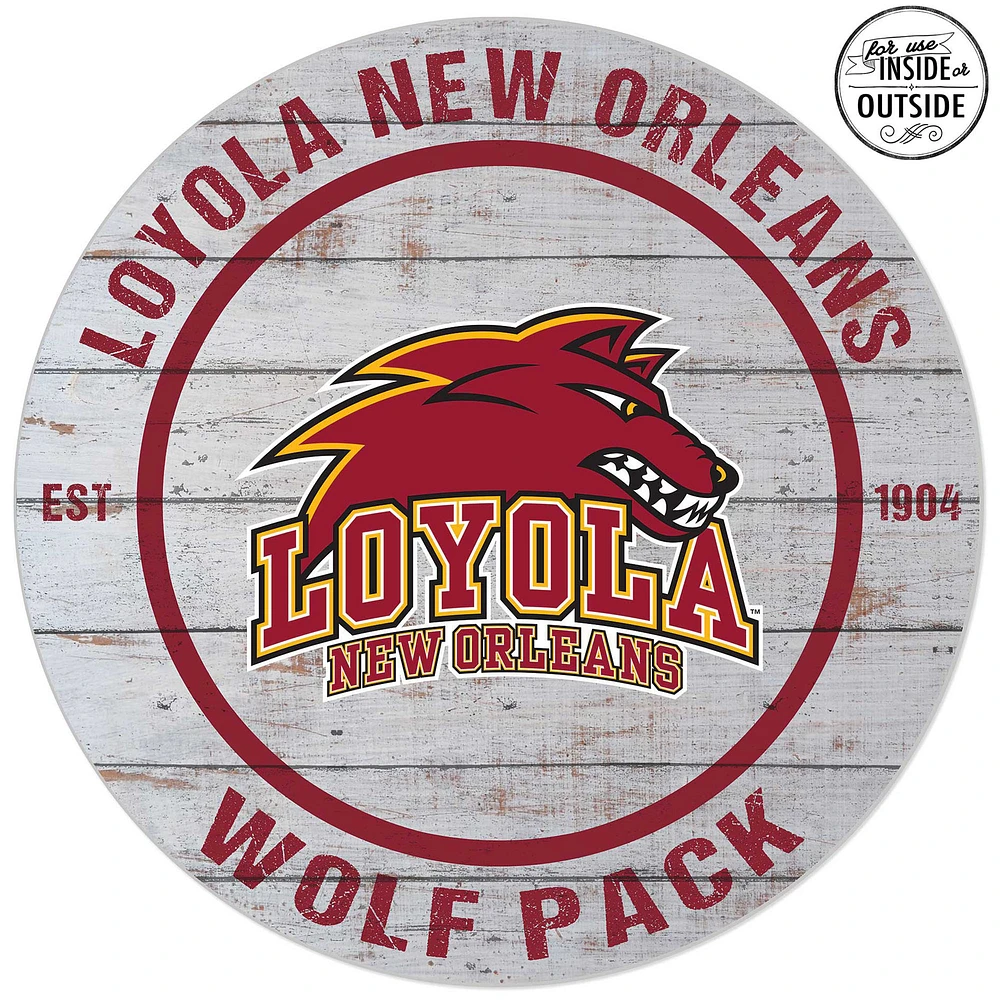 Loyola New Orleans Wolf Pack 20'' x 20'' Indoor/Outdoor Weathered Circle Sign