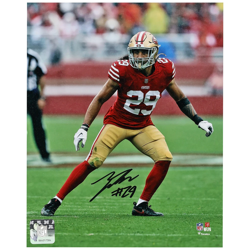 Talanoa Hufanga San Francisco 49ers Autographed 8"x 10" Red Defensive Stance Photograph