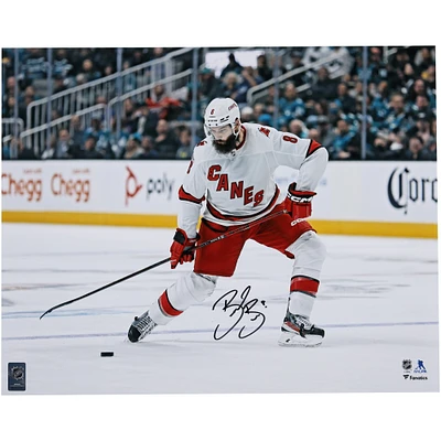 Brent Burns Carolina Hurricanes Autographed 16" x 20" White Jersey Shooting Photograph