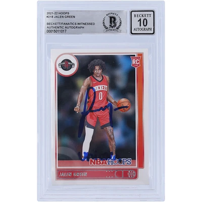Jalen Green Houston Rockets Autographed 2021-22 Panini NBA Hoops #218 Beckett Fanatics Witnessed Authenticated 10 Rookie Card with "Unicorn" Inscription