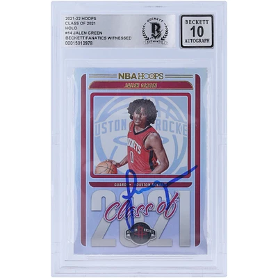 Jalen Green Houston Rockets Autographed 2021-22 Panini NBA Hoops Class of 2021 Holo #14 Beckett Fanatics Witnessed Authenticated 10 Rookie Card
