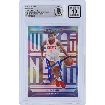 Jalen Green Houston Rockets Autographed 2021-22 Panini NBA Hoops We Got Next #2 Beckett Fanatics Witnessed Authenticated 10 Rookie Card