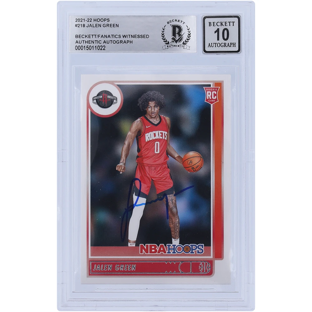 Jalen Green Houston Rockets Autographed 2021-22 Panini NBA Hoops #218 Beckett Fanatics Witnessed Authenticated 10 Rookie Card