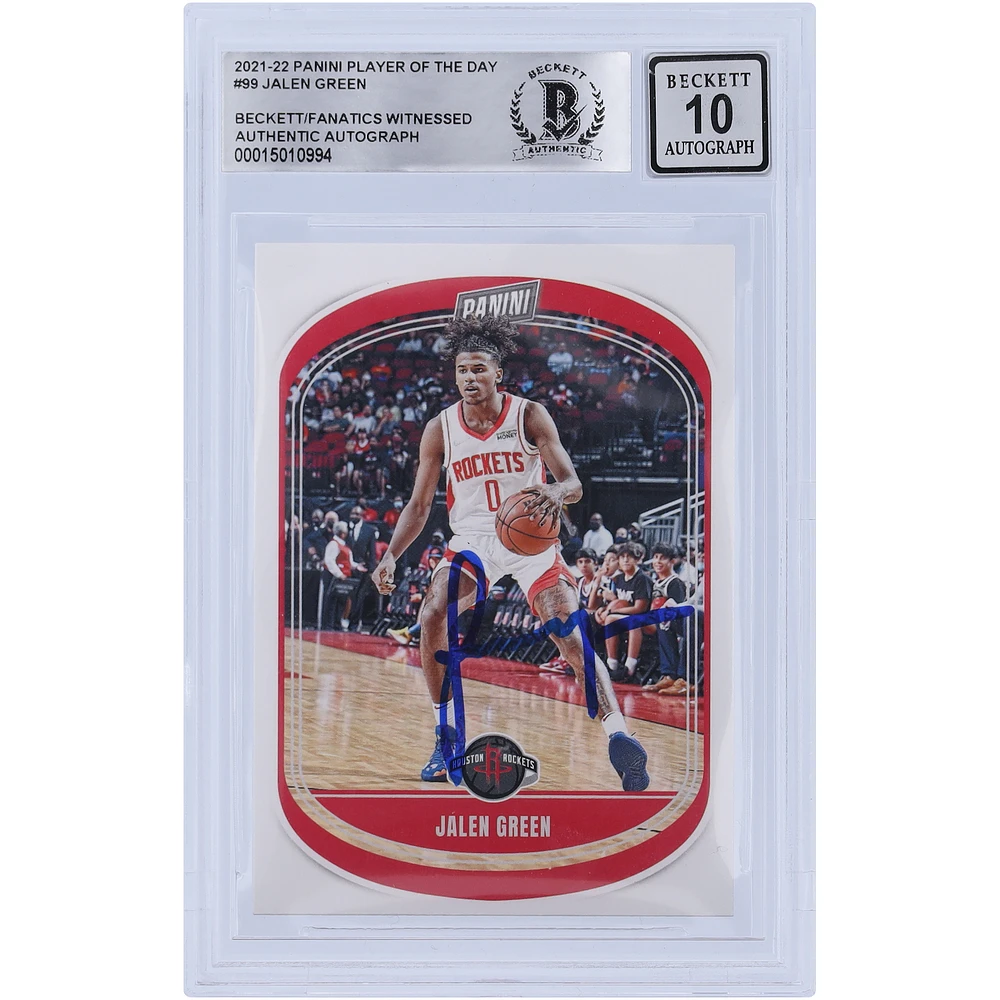 Jalen Green Houston Rockets Autographed 2021-22 Panini Player of the Day #99 Beckett Fanatics Witnessed Authenticated 10 Rookie Card