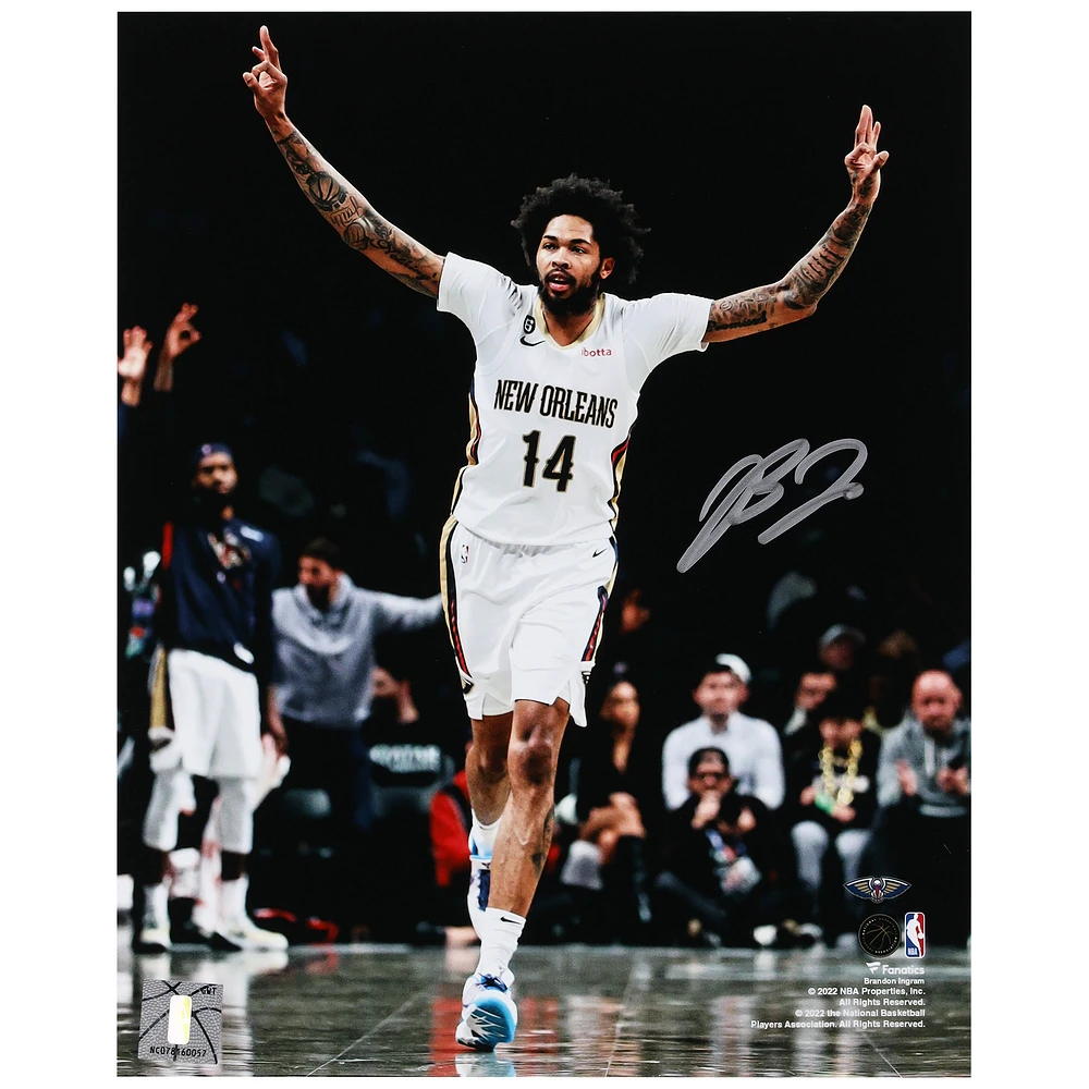 Brandon Ingram New Orleans Pelicans Autographed 8" x 10" Celebrating Three Versus Brooklyn Photograph