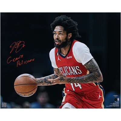 Brandon Ingram New Orleans Pelicans Autographed 16" x 20" Dribbling in Red Photograph with "Geaux Pelicans" Inscription