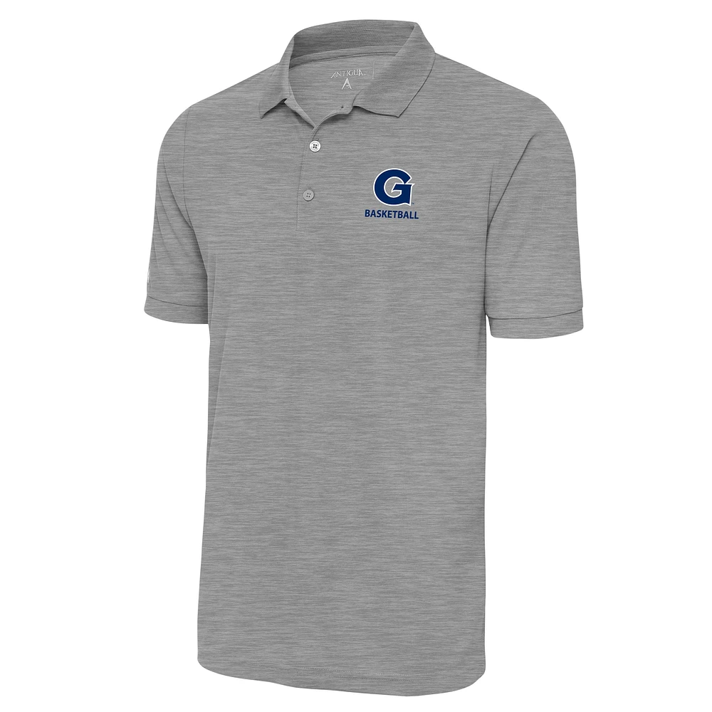 Men's Antigua Heather Gray Georgetown Hoyas Basketball Legacy Pique Polo