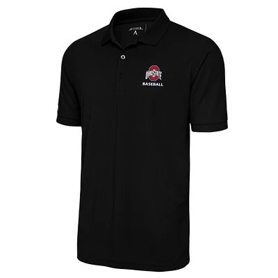 Men's Antigua Black Ohio State Buckeyes Baseball Legacy Pique Polo