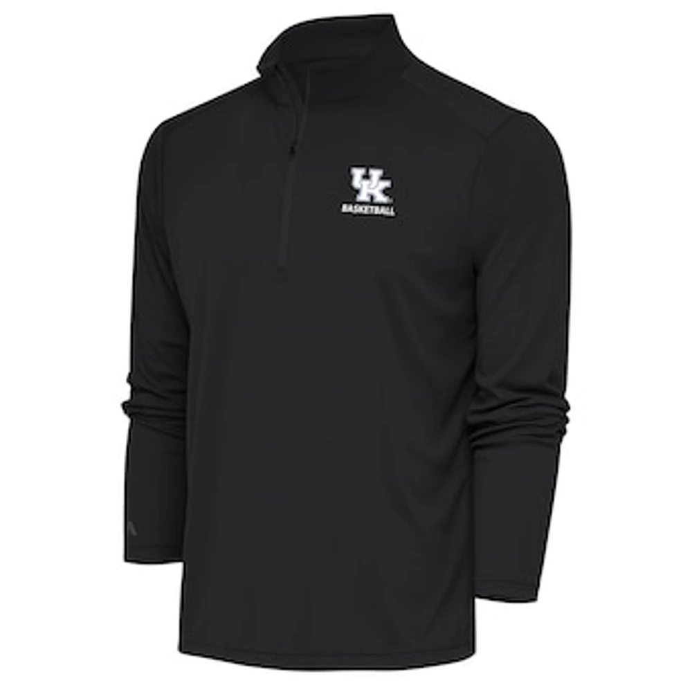 Men's Antigua Charcoal Kentucky Wildcats Basketball Tribute Quarter-Zip Pullover Top