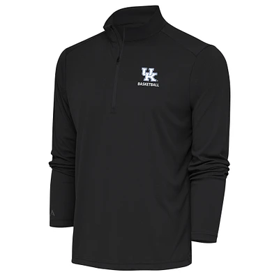 Men's Antigua Charcoal Kentucky Wildcats Basketball Tribute Quarter-Zip Pullover Top