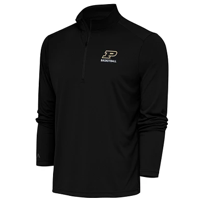 Men's Antigua Black Purdue Boilermakers Basketball Tribute Quarter-Zip Pullover Top