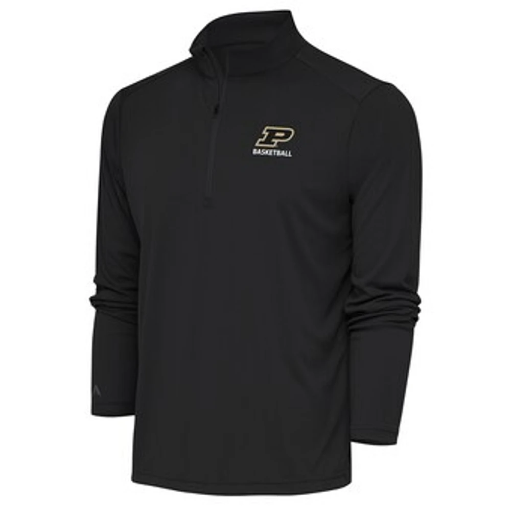 Men's Antigua Charcoal Purdue Boilermakers Basketball Tribute Quarter-Zip Pullover Top