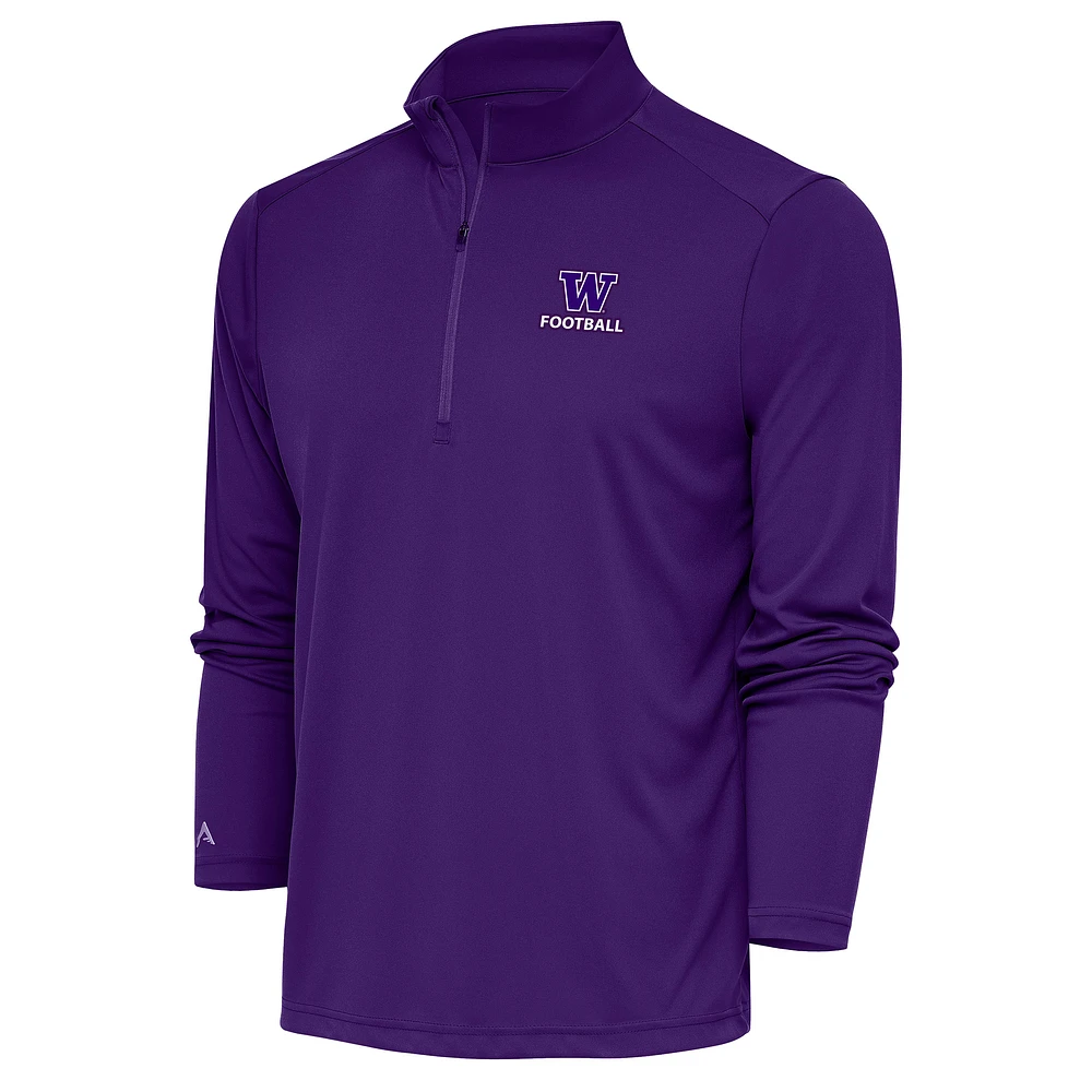 Men's Antigua Purple Washington Huskies Football Tribute Quarter-Zip Pullover Top