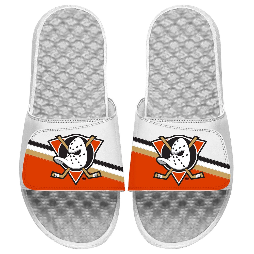 Youth ISlide White Anaheim Ducks Special Edition 2.0 Slide Sandals