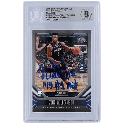 Zion Williamson New Orleans Pelicans Autographed 2019-20 Panini Chronicles Playbook #169 Beckett Fanatics Witnessed Authenticated Rookie Card with "19 #1 Pick" Inscription