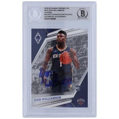 Zion Williamson New Orleans Pelicans Autographed 2019-20 Panini Chronicles Phoenix #570 Beckett Fanatics Witnessed Authenticated Rookie Card