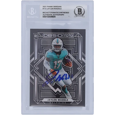 Jaylen Waddle Miami Dolphins Autographed 2021 Panini Obsidian #113 Beckett Fanatics Witnessed Authenticated 10 Rookie Card