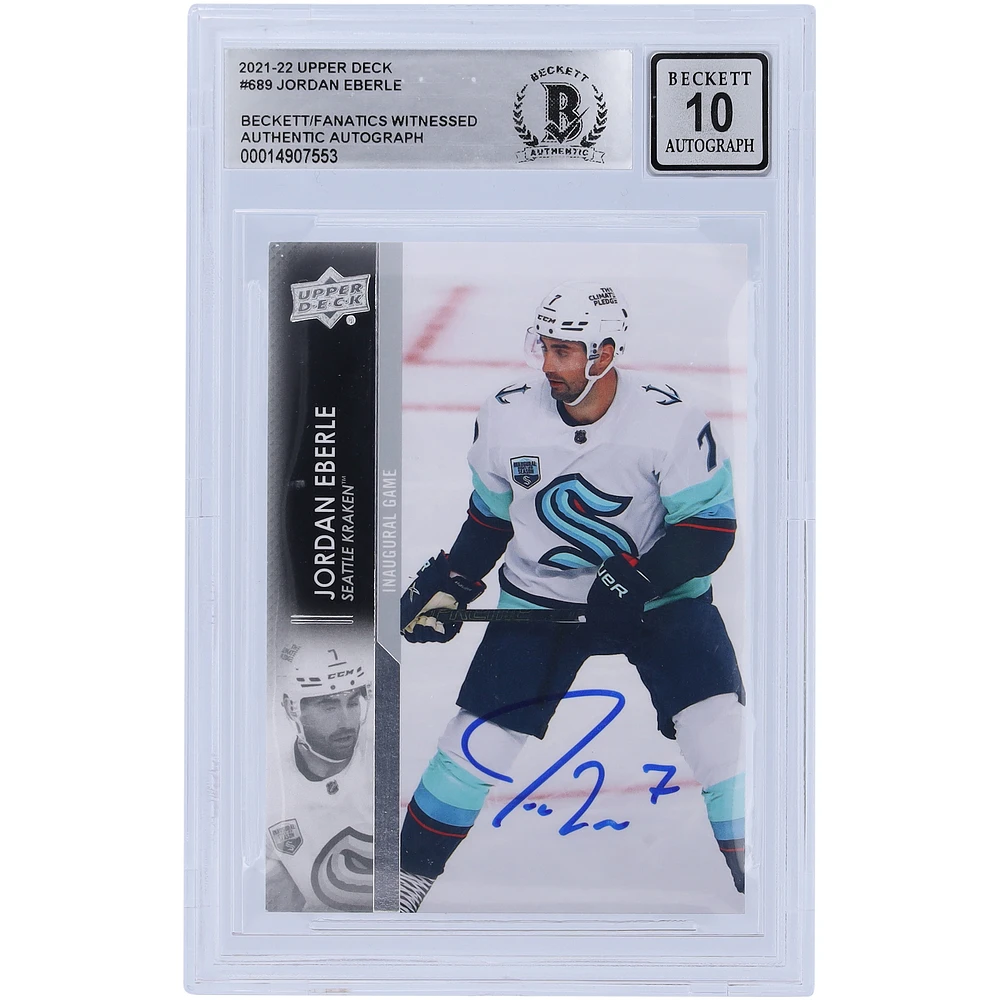 Jordan Eberle Seattle Kraken Autographed 2021-22 Upper Deck Extended Series #689 Beckett Fanatics Witnessed Authenticated 10 Card