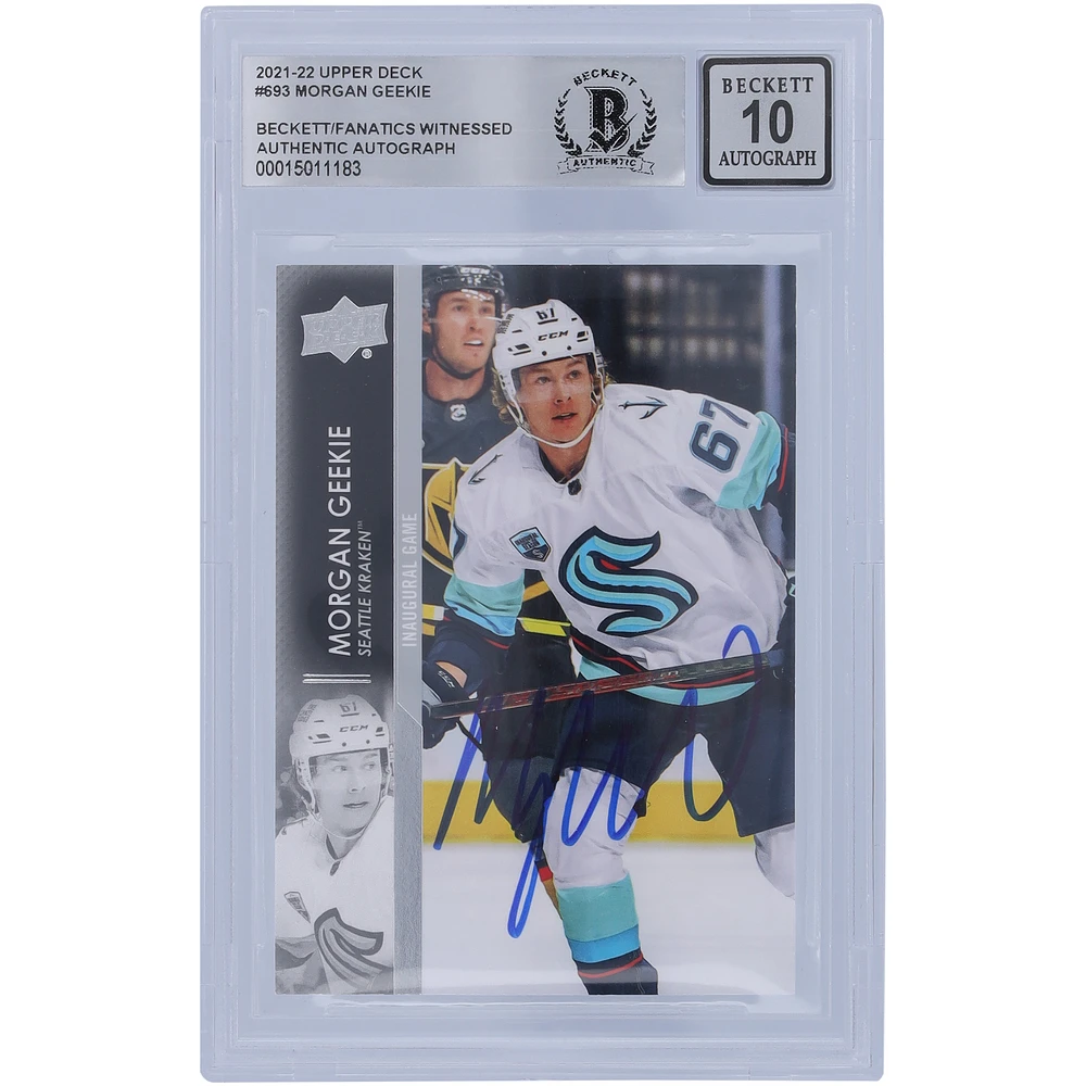 Morgan Geekie Seattle Kraken Autographed 2021-22 Upper Deck Extended Series #693 Beckett Fanatics Witnessed Authenticated Card
