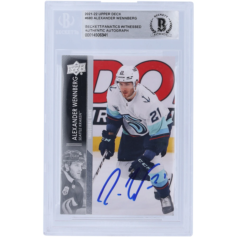 Alexander Wennberg Seattle Kraken Autographed 2021-22 Upper Deck Extended Series #680 Beckett Fanatics Witnessed Authenticated Card