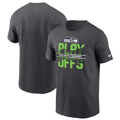 Men's Nike Anthracite Seattle Seahawks 2022 NFL Playoffs Iconic T-Shirt