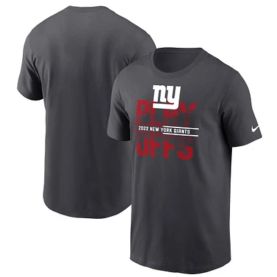 Men's Nike Anthracite New York Giants 2022 NFL Playoffs Iconic T-Shirt
